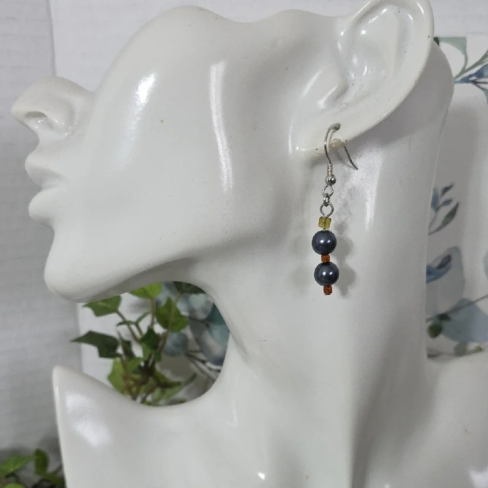 Natural Stone Hematite Necklace with Sun Pendant and Earrings Set